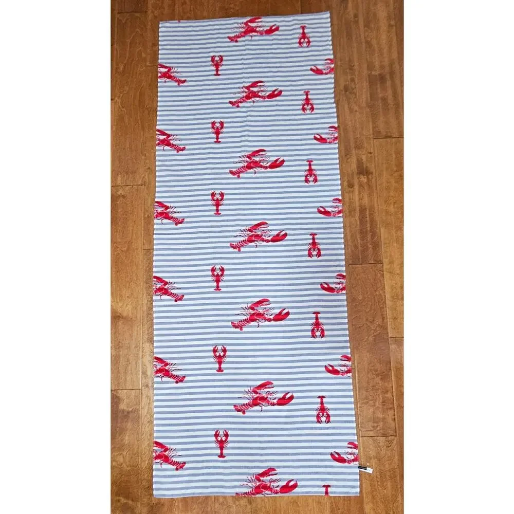 TALBOTS Nautical Preppy Striped White & Blue Red Velvety Lobster Scarf  73 x 28
